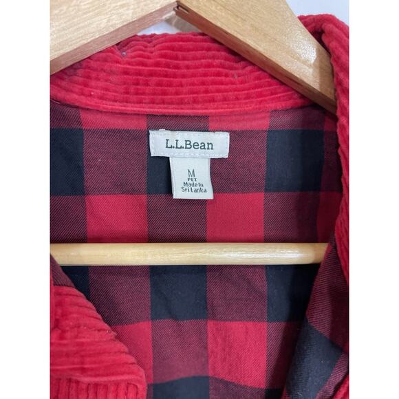 LL Bean Red Corduroy Button Down Shirt | Mens Medium | Flannel Lined Shacket VTG - Picture 3 of 10